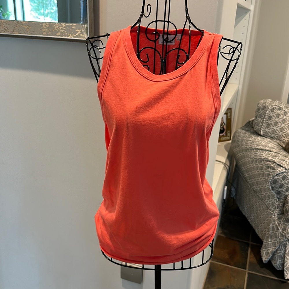 AG cotton tank top with raw bottom edge worn once